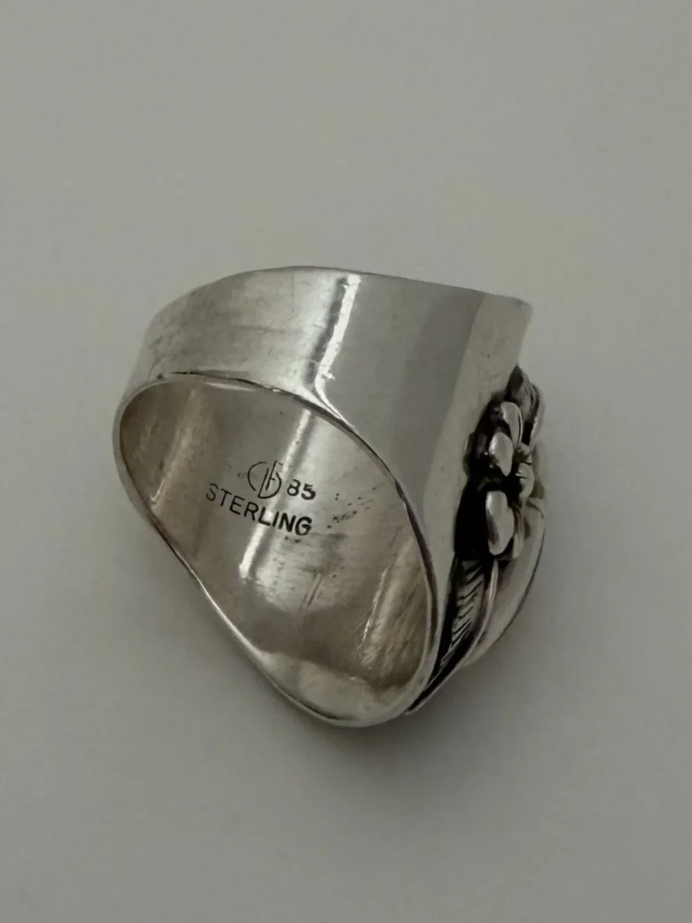 Vintage 1985 CAROL FELLEY 925 Sterling Ring w rose quartz stone Southwest design